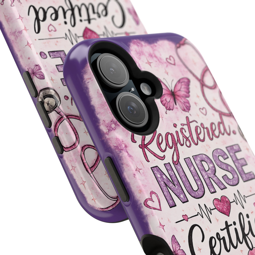 Registered Nurse Certified Icon Phone Case | Cute Nurse iPhone Case | Pink Glitter RN Aesthetic Gift for Nurses