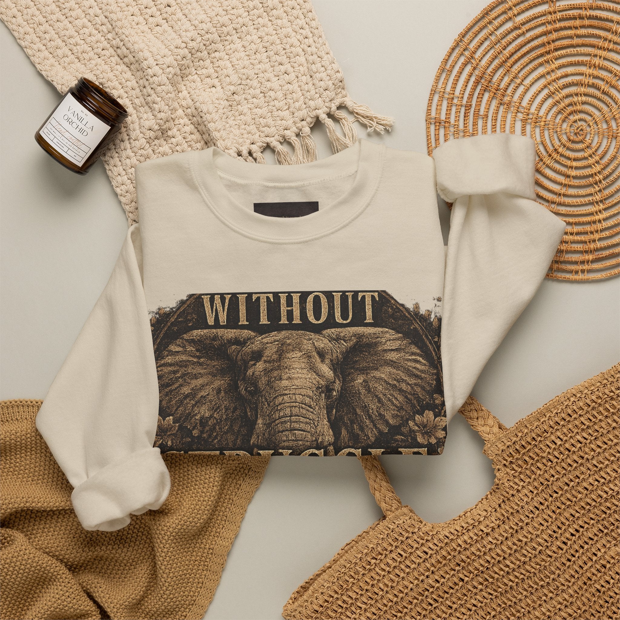 Elephant 'Without Struggle There's No Strength' Sweatshirt | Inspirational Graphic Crewneck
