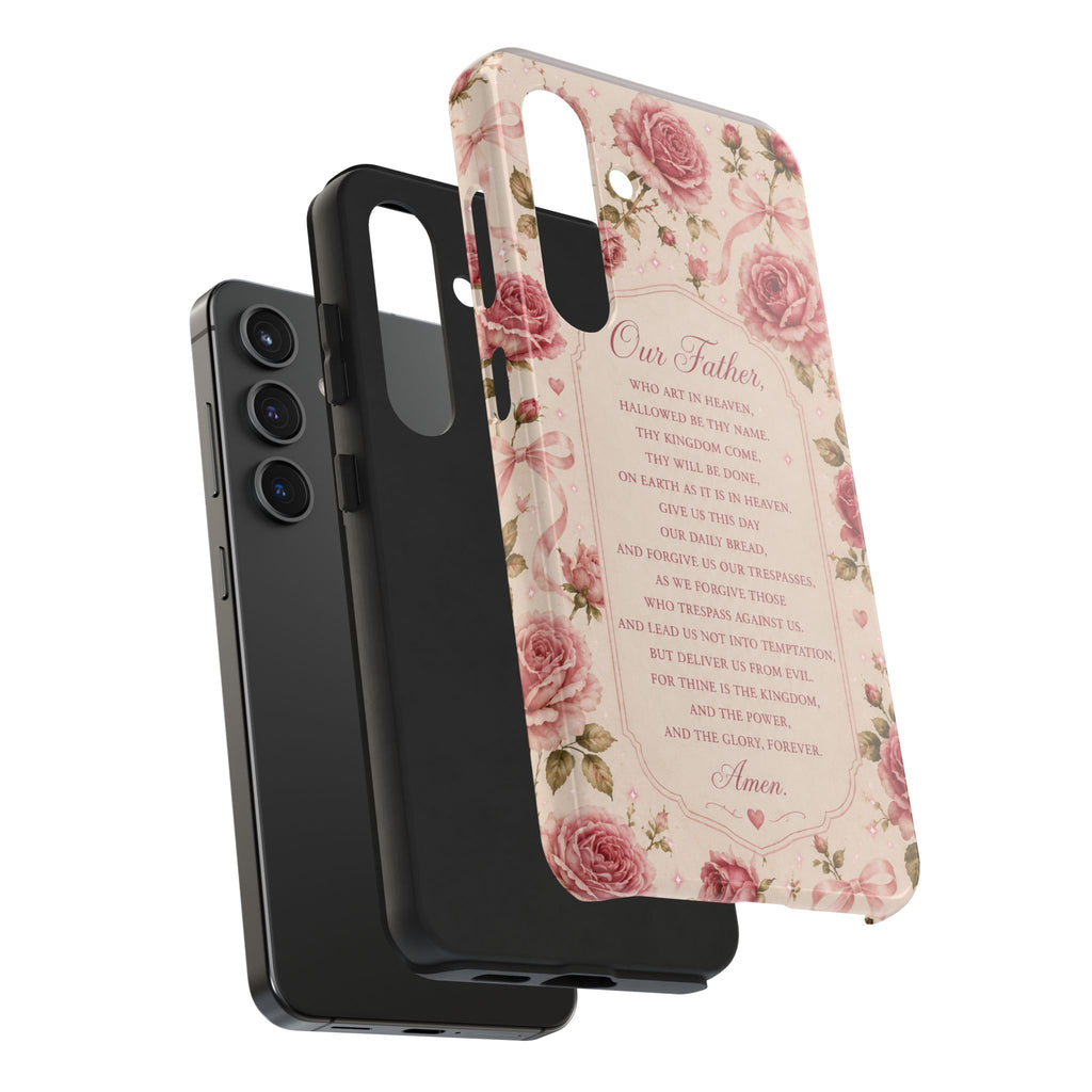 Our Father Prayer Phone Case | Floral Rosary Scripture iPhone Case