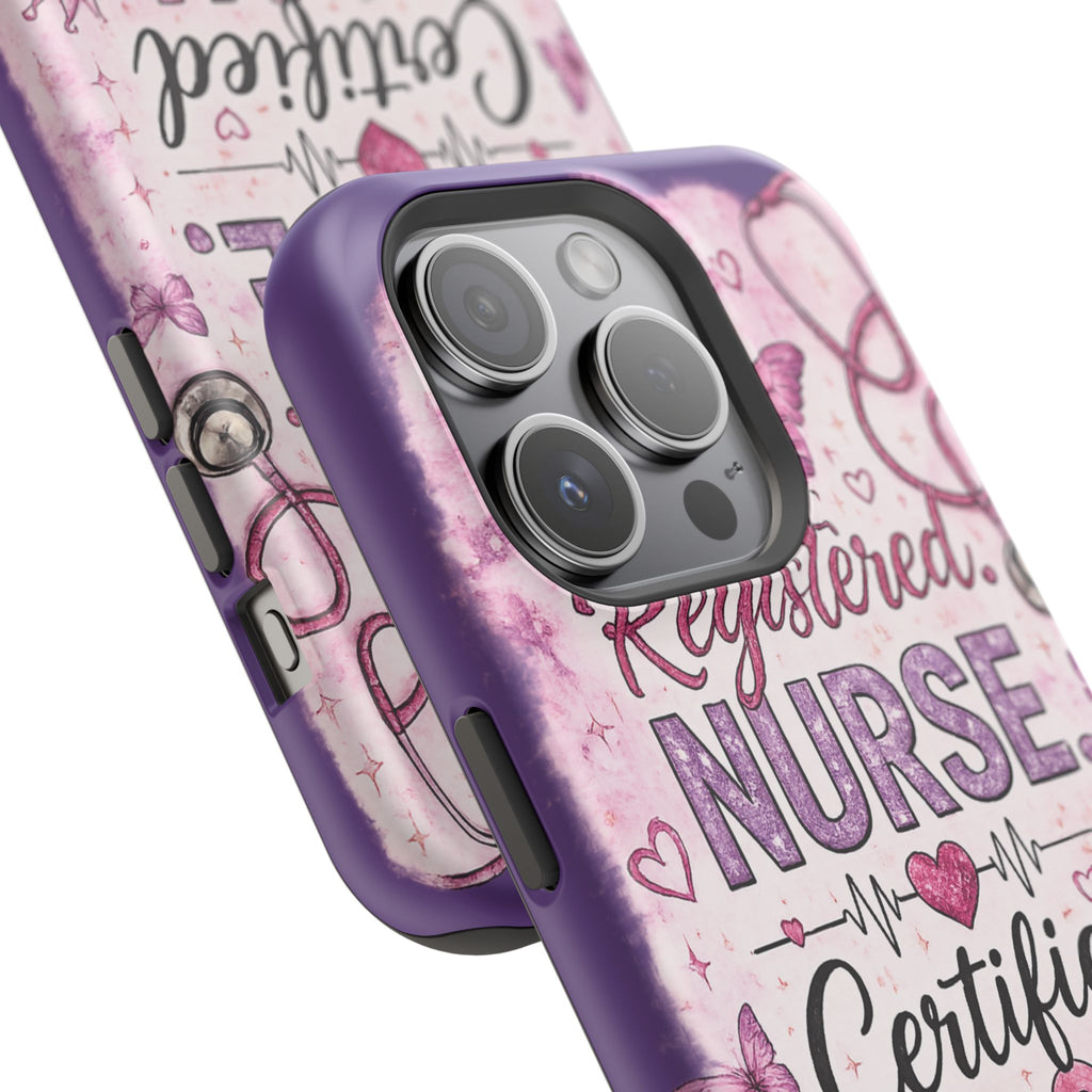Registered Nurse Certified Icon Phone Case | Cute Nurse iPhone Case | Pink Glitter RN Aesthetic Gift for Nurses