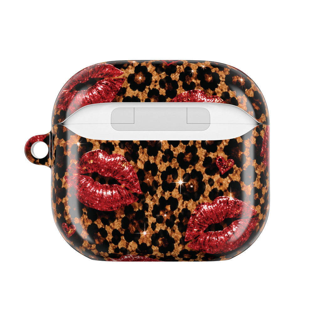 Leopard Print AirPods Case, Red Lips AirPods Cover, Cute AirPods Pro Case, Glam AirPods Holder, Wild Kisses AirPod Case, Gift for Her