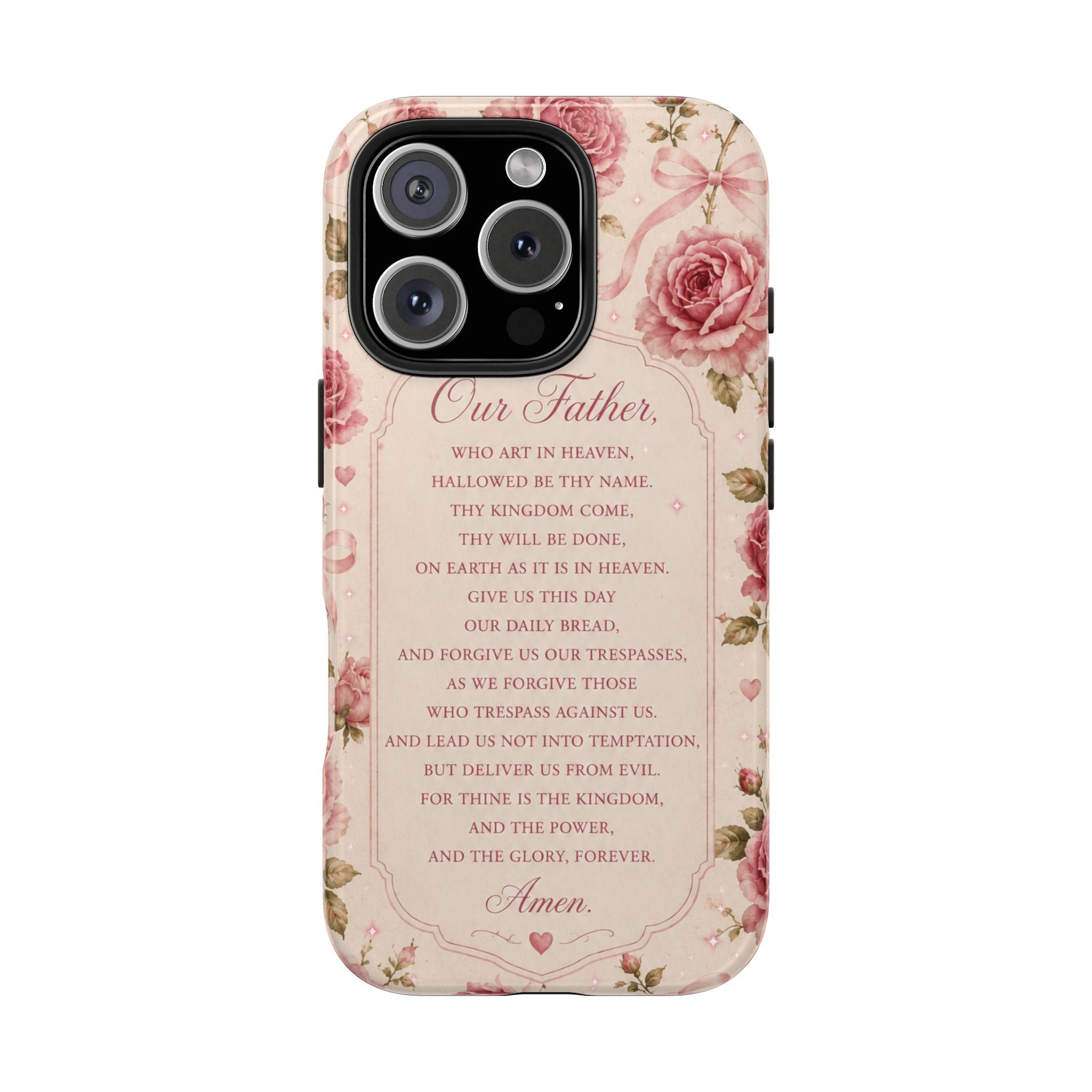 Our Father Prayer Phone Case | Floral Rosary Scripture iPhone Case