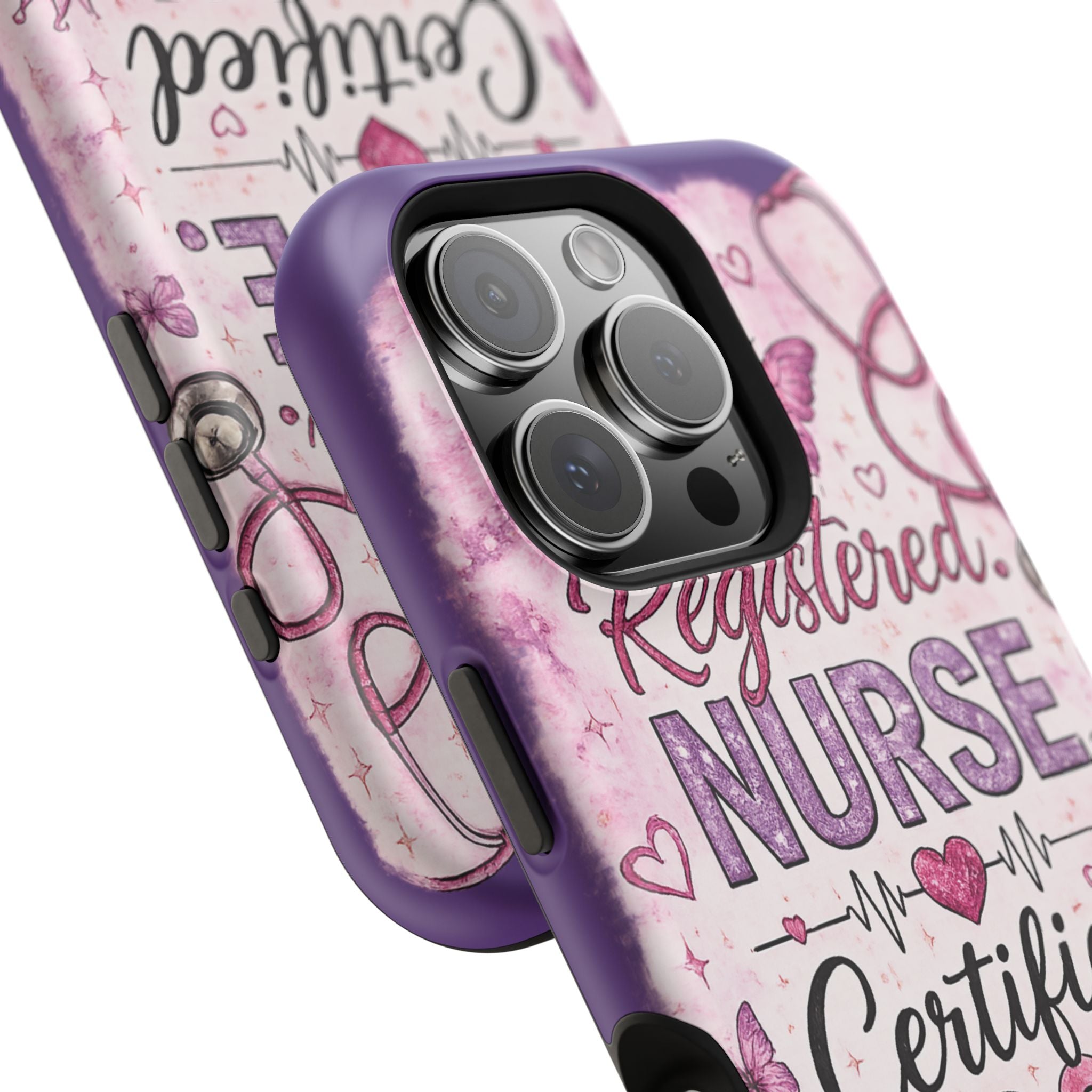 Registered Nurse Certified Icon Phone Case | Cute Nurse iPhone Case | Pink Glitter RN Aesthetic Gift for Nurses