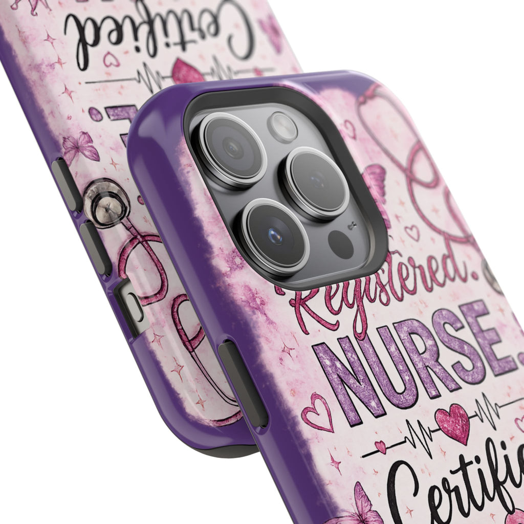 Registered Nurse Certified Icon Phone Case | Cute Nurse iPhone Case | Pink Glitter RN Aesthetic Gift for Nurses