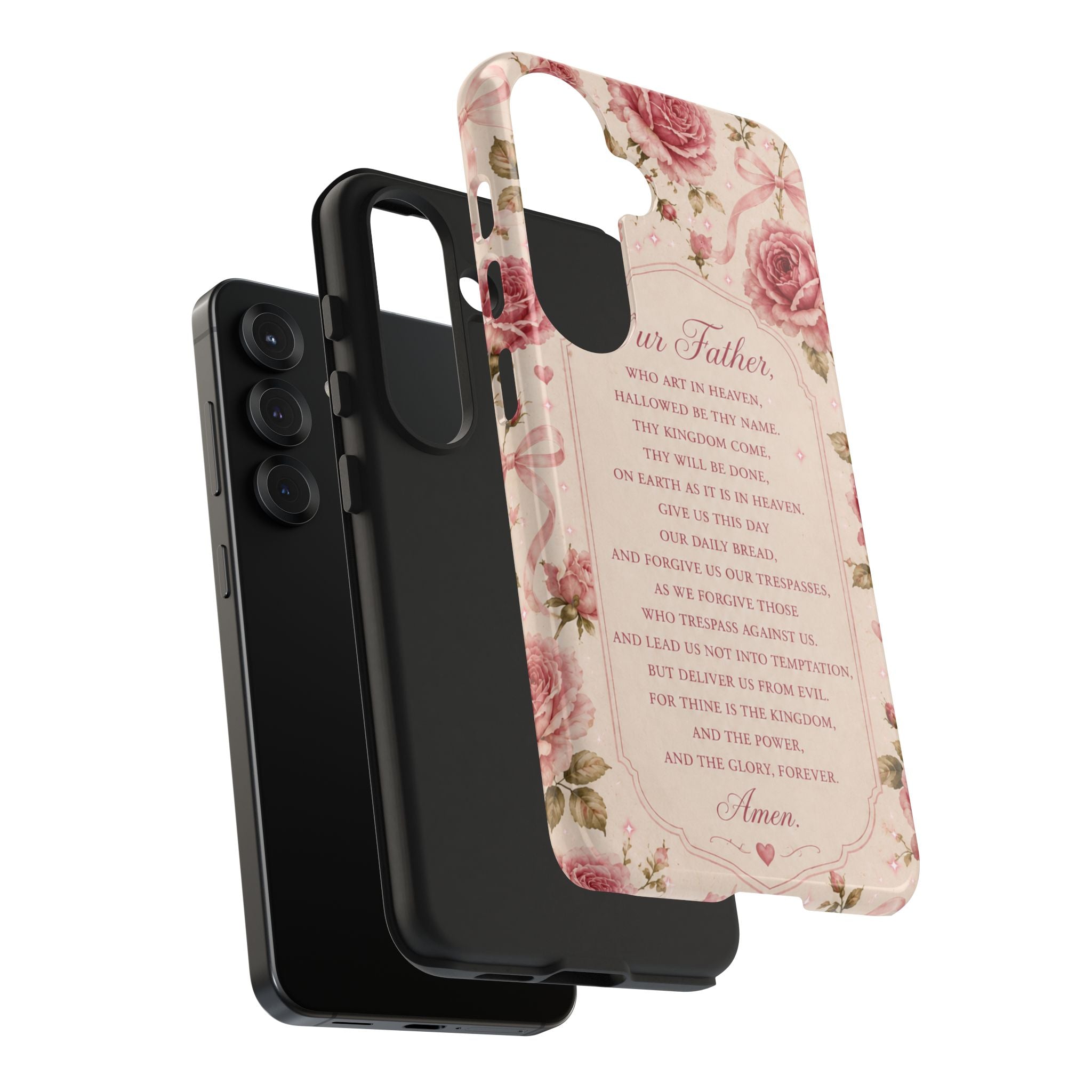 Our Father Prayer Phone Case | Floral Rosary Scripture iPhone Case