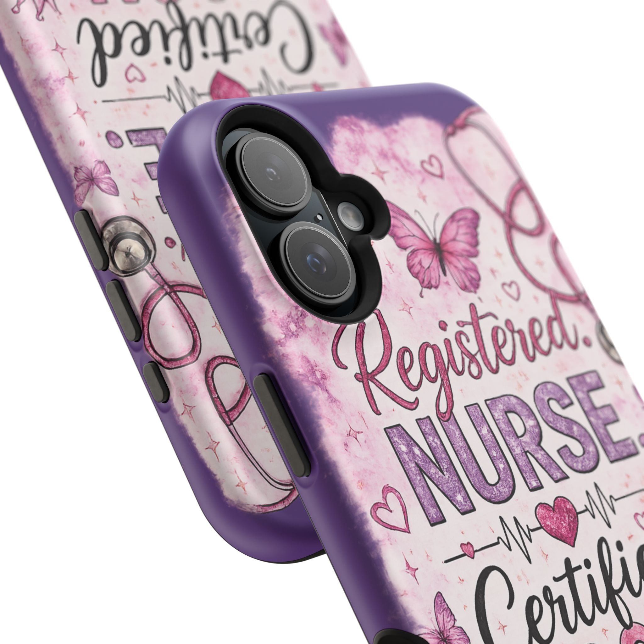 Registered Nurse Certified Icon Phone Case | Cute Nurse iPhone Case | Pink Glitter RN Aesthetic Gift for Nurses
