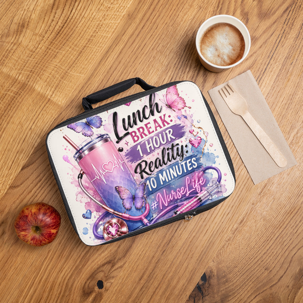 Cute Nurse Lunch Bag | Nurse Life Lunch Tote | Pink Butterfly Nurse Gift | Nurse Aesthetic Lunch Bag