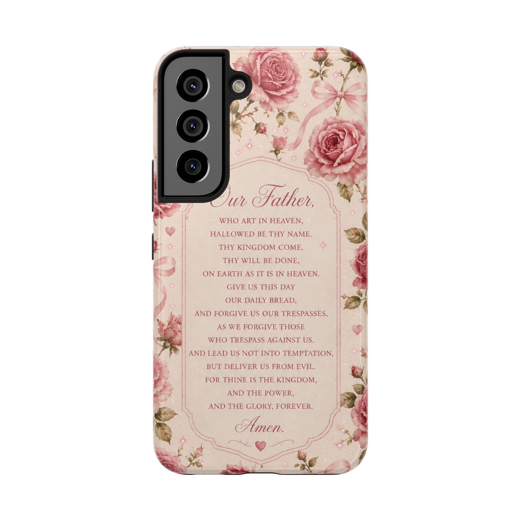 Our Father Prayer Phone Case | Floral Rosary Scripture iPhone Case