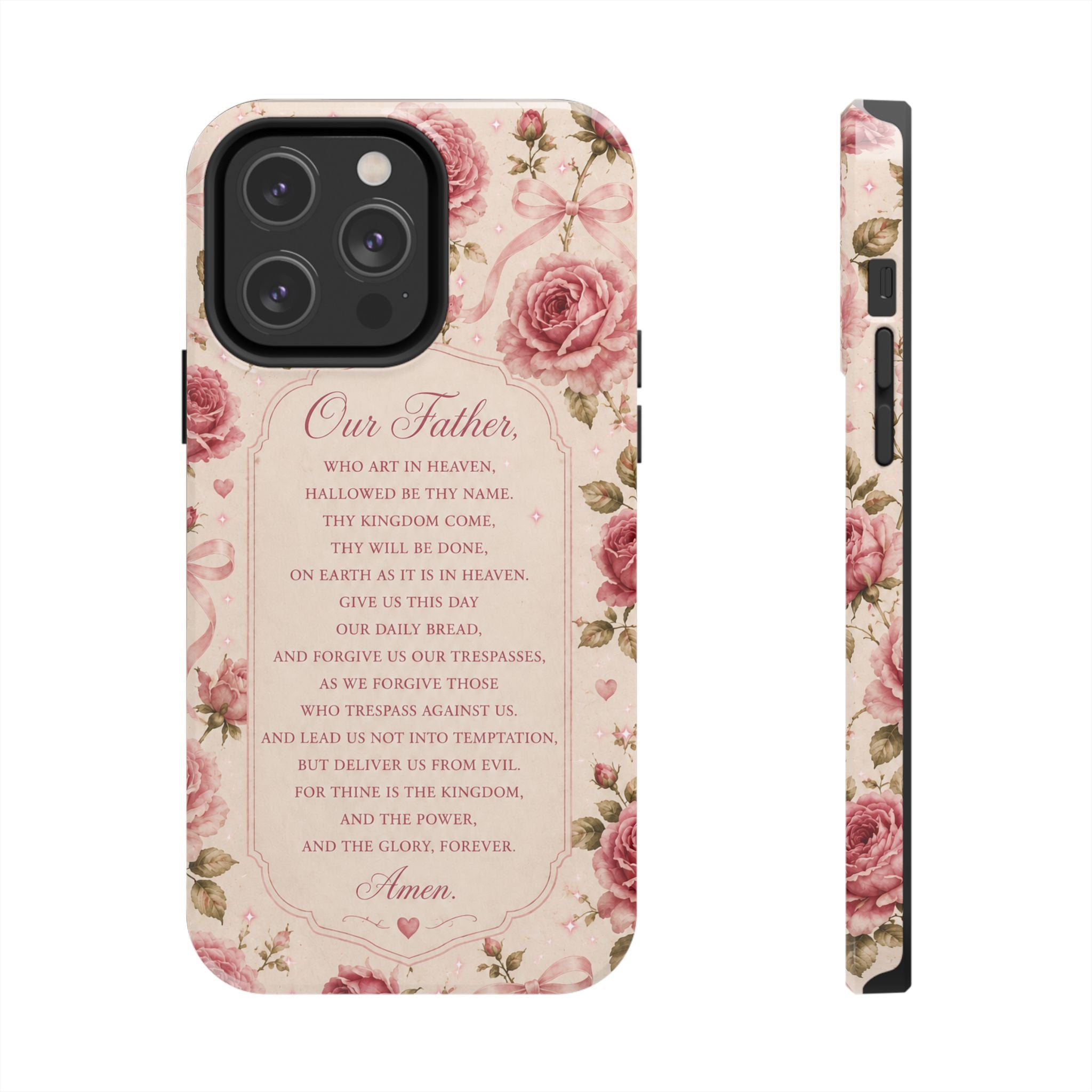 Our Father Prayer Phone Case | Floral Rosary Scripture iPhone Case