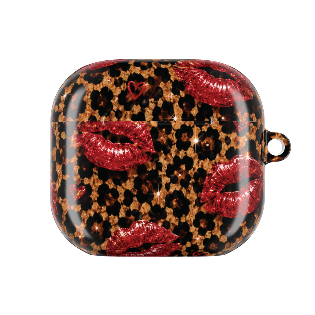 Leopard Print AirPods Case, Red Lips AirPods Cover, Cute AirPods Pro Case, Glam AirPods Holder, Wild Kisses AirPod Case, Gift for Her