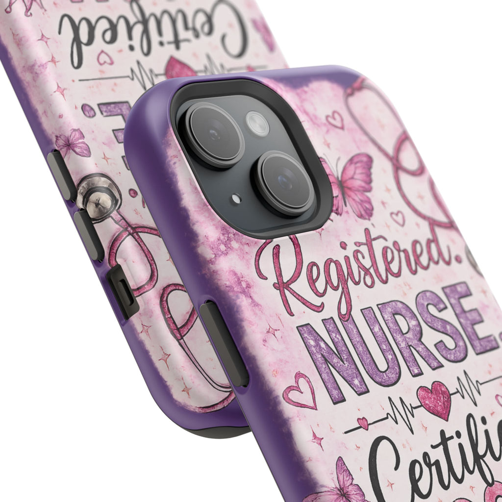 Registered Nurse Certified Icon Phone Case | Cute Nurse iPhone Case | Pink Glitter RN Aesthetic Gift for Nurses