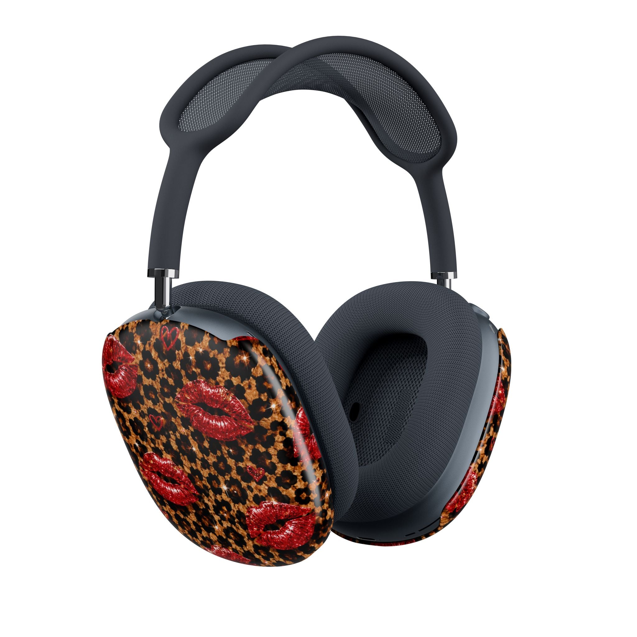 Wild Kisses AirPods Max Case, Leopard Print AirPods Max Cover, Red Lip Print Headphone Case, Cute Girly AirPods Accessory, Coquette Gift
