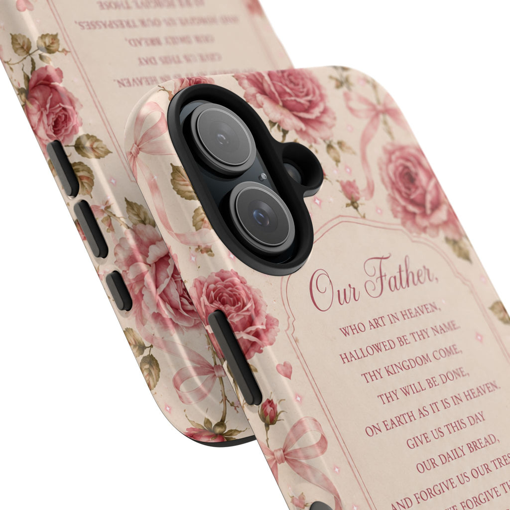Our Father Prayer Phone Case | Floral Rosary Scripture iPhone Case