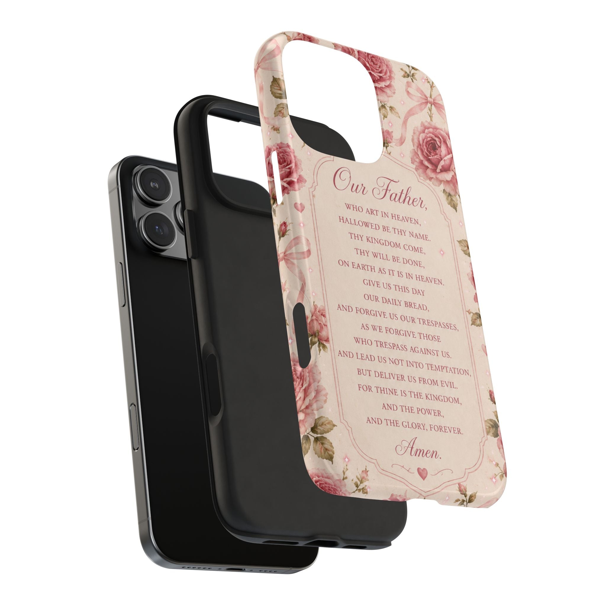 Our Father Prayer Phone Case | Floral Rosary Scripture iPhone Case