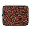 Leopard Print Laptop Sleeve with Red Lips | Cheetah Laptop Case | Cute Laptop Cover for Women | Trendy Protective Computer Sleeve