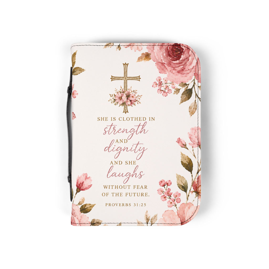 Floral Scripture Bible Cover — Proverbs 31 / Psalm 46 Inspirational Zip Case