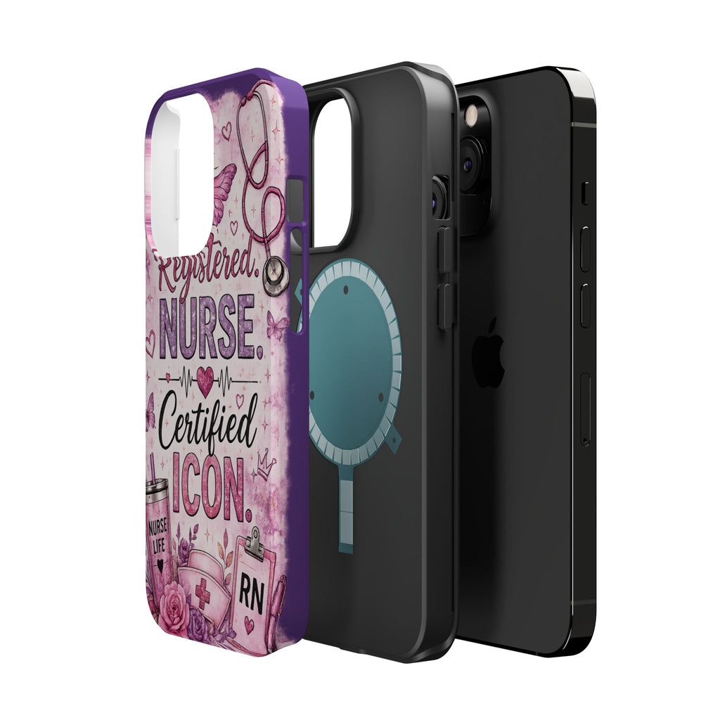Registered Nurse Certified Icon Phone Case | Cute Nurse iPhone Case | Pink Glitter RN Aesthetic Gift for Nurses