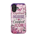 Registered Nurse Certified Icon Phone Case | Cute Nurse iPhone Case | Pink Glitter RN Aesthetic Gift for Nurses