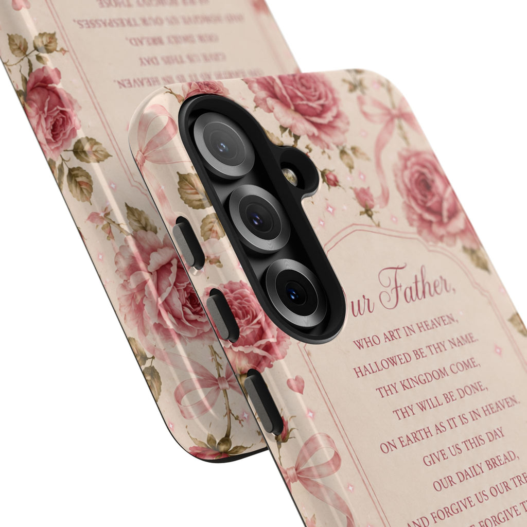 Our Father Prayer Phone Case | Floral Rosary Scripture iPhone Case