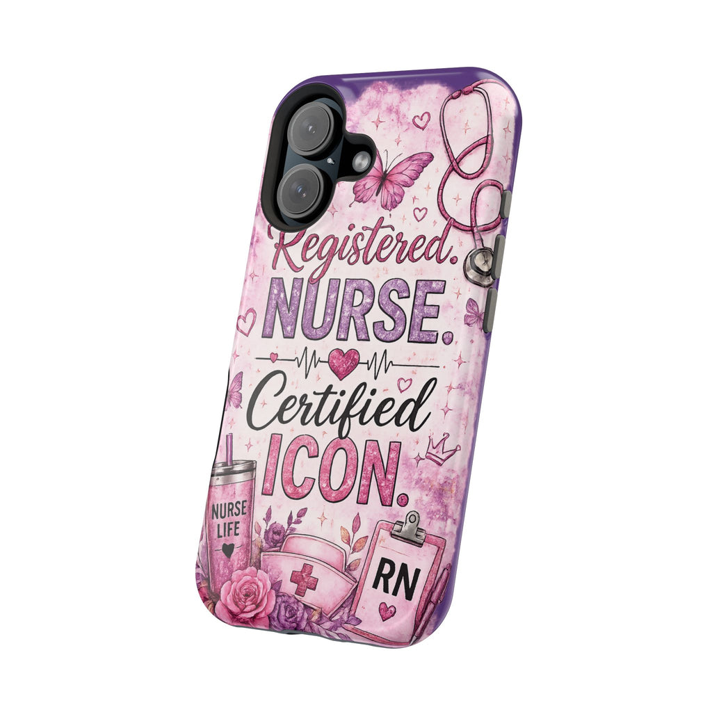 Registered Nurse Certified Icon Phone Case | Cute Nurse iPhone Case | Pink Glitter RN Aesthetic Gift for Nurses