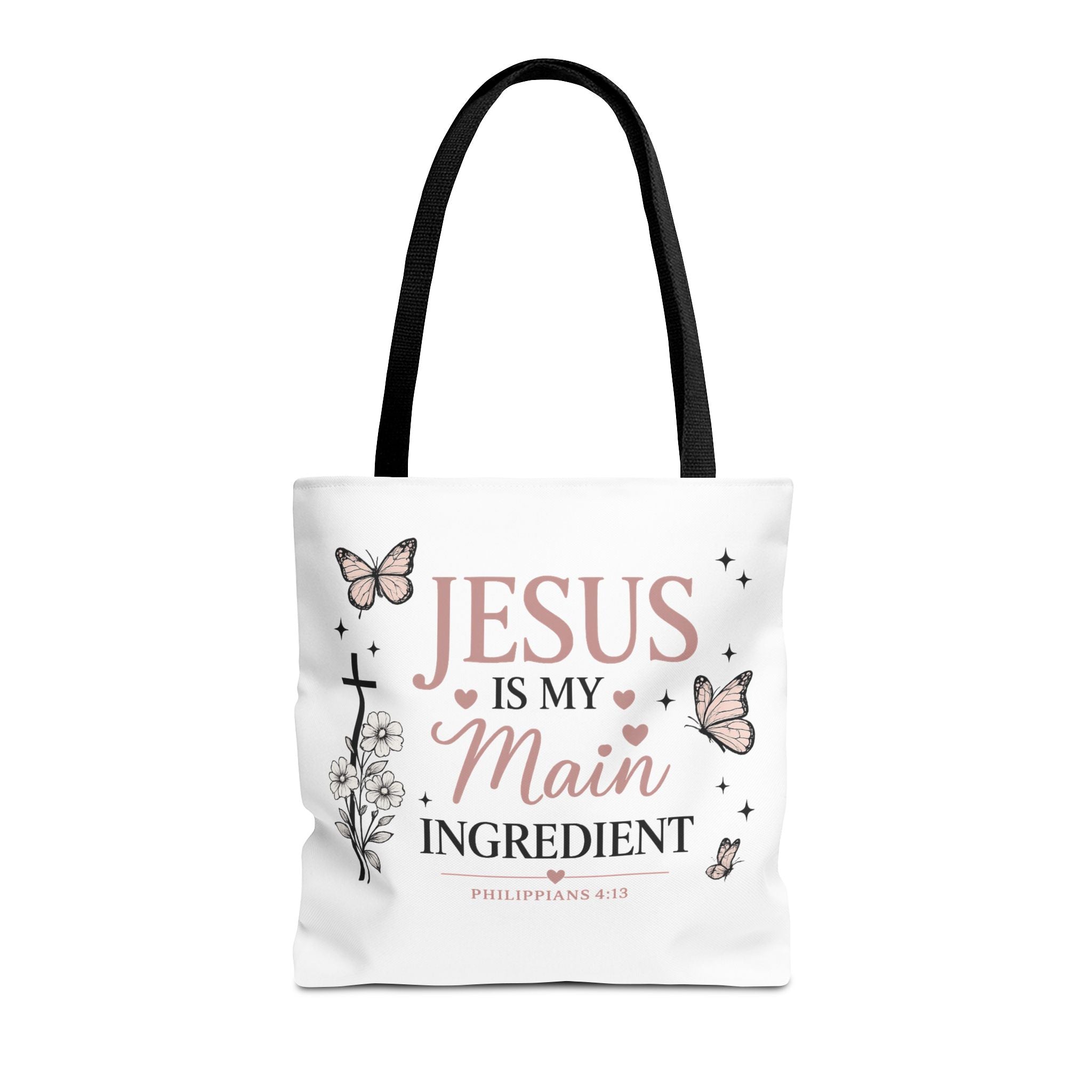 Christian Tote Bag for Women | Jesus Is My Main Ingredient | Faith Based Tote | Bible Study Bag | Church Bag | Philippians 4:13 Gift