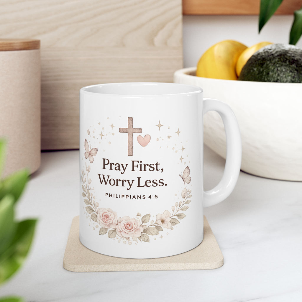 Prayer Changes Things Mug | Christian Coffee Mug | Faith Based Gift for Women | Bible Verse Mug | Christian Gift | Pray First Worry Less