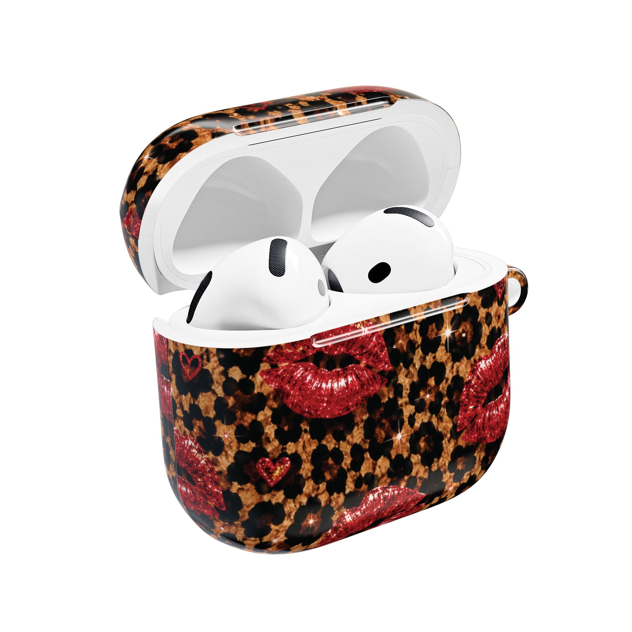 Leopard Print AirPods Case, Red Lips AirPods Cover, Cute AirPods Pro Case, Glam AirPods Holder, Wild Kisses AirPod Case, Gift for Her