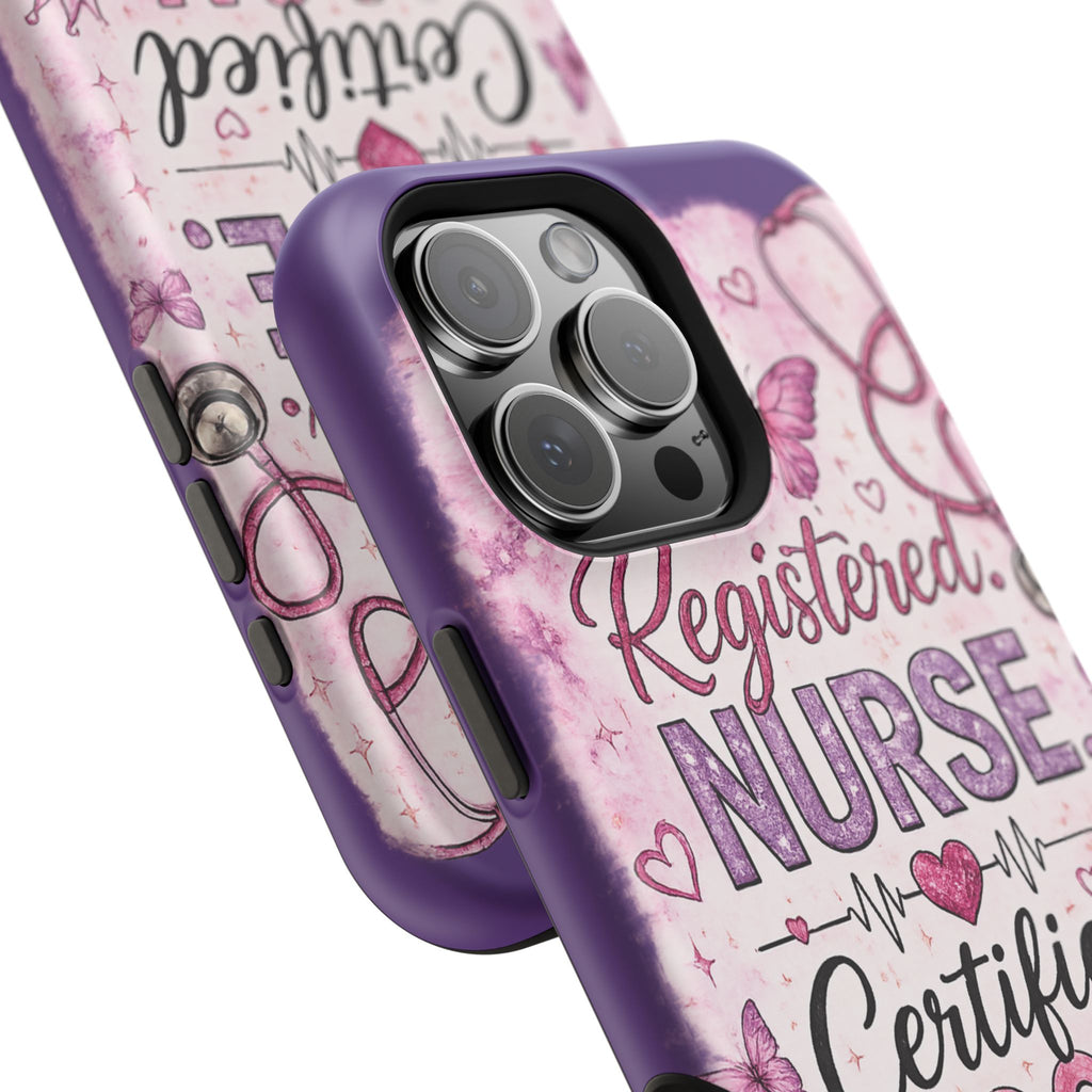 Registered Nurse Certified Icon Phone Case | Cute Nurse iPhone Case | Pink Glitter RN Aesthetic Gift for Nurses