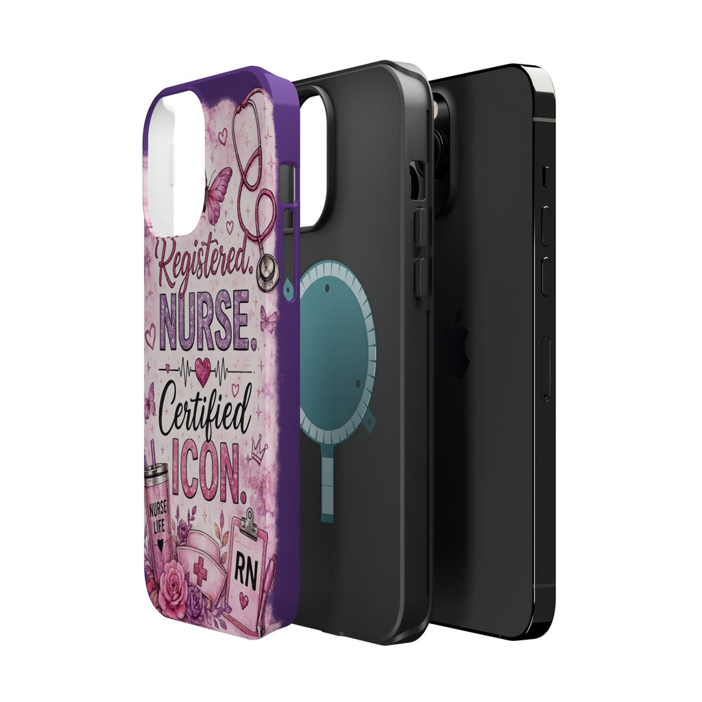 Registered Nurse Certified Icon Phone Case | Cute Nurse iPhone Case | Pink Glitter RN Aesthetic Gift for Nurses