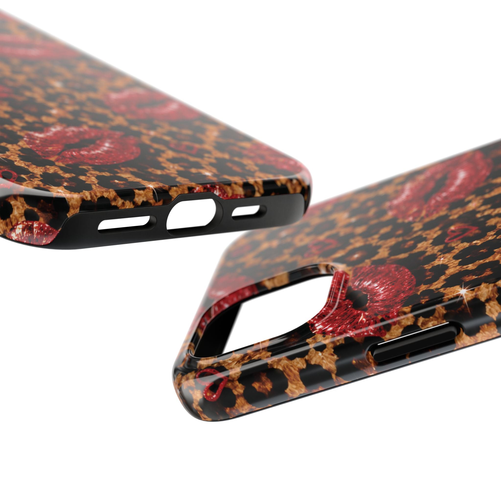 Wild Kisses Leopard Print Phone Case | Red Lip Print iPhone Case | Girly Cheetah Phone Cover | Cute Aesthetic Gift for Women
