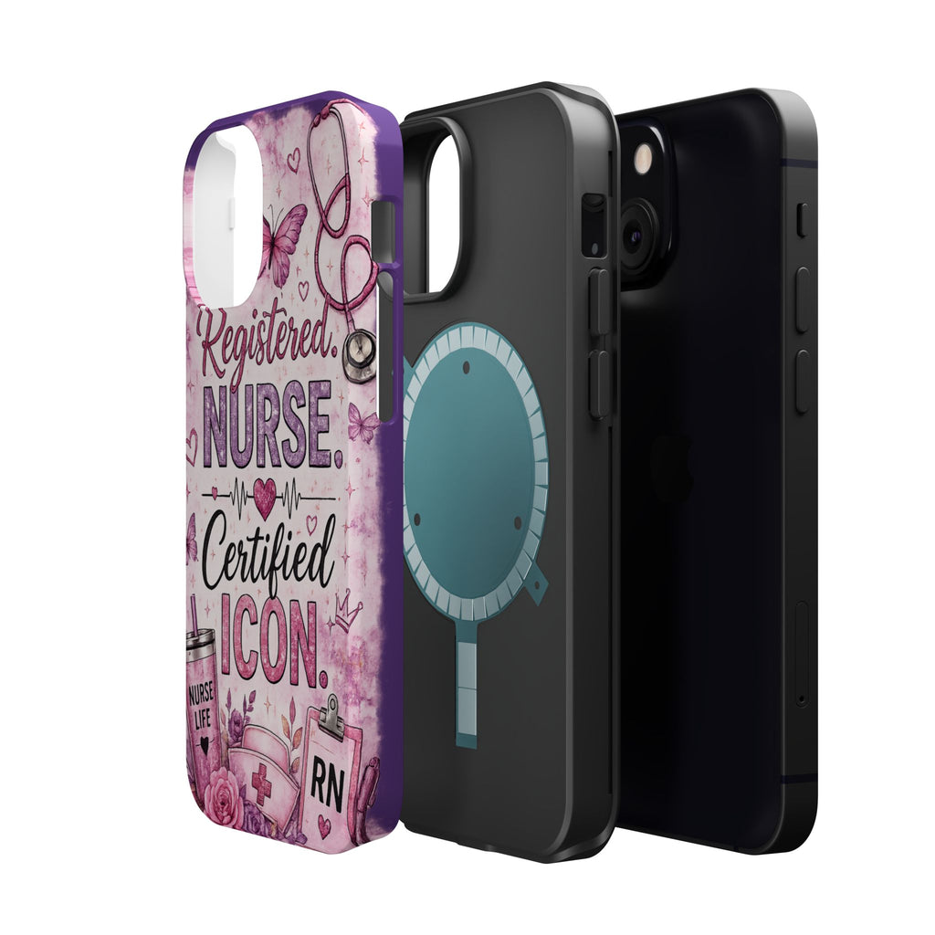 Registered Nurse Certified Icon Phone Case | Cute Nurse iPhone Case | Pink Glitter RN Aesthetic Gift for Nurses