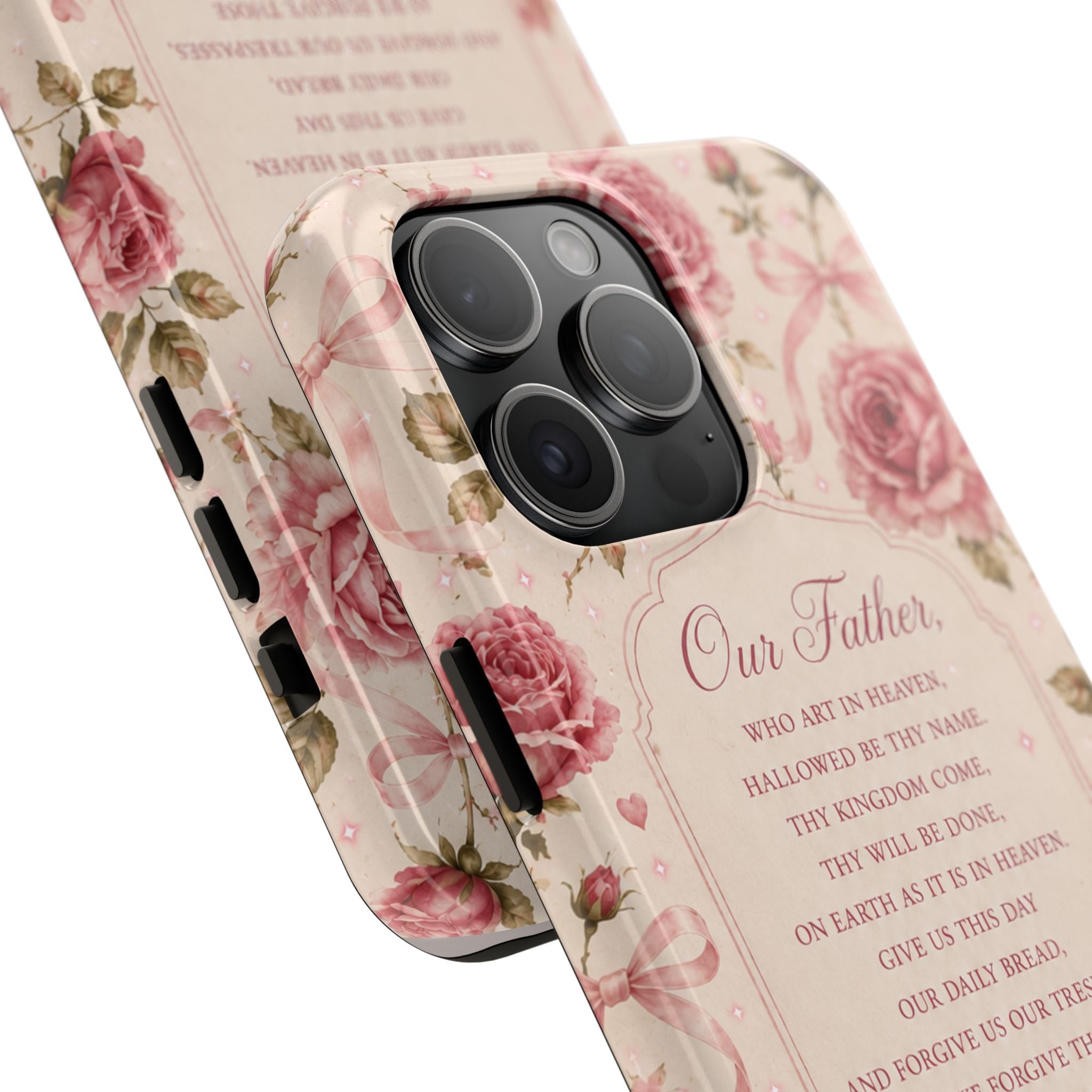 Our Father Prayer Phone Case | Floral Rosary Scripture iPhone Case