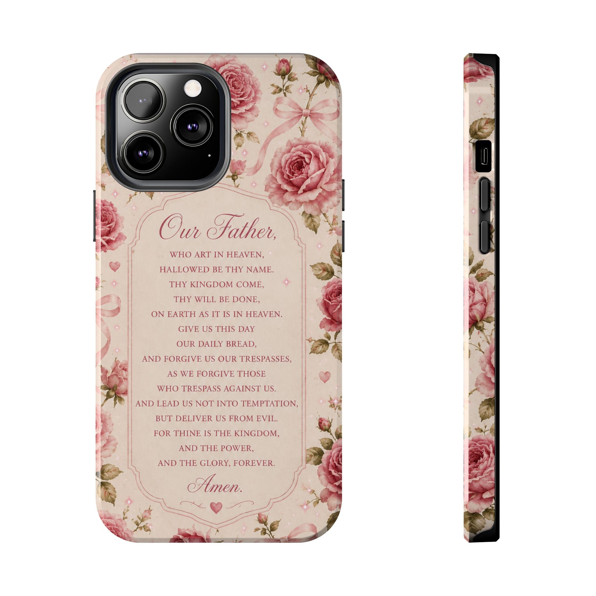 Our Father Prayer Phone Case | Floral Rosary Scripture iPhone Case