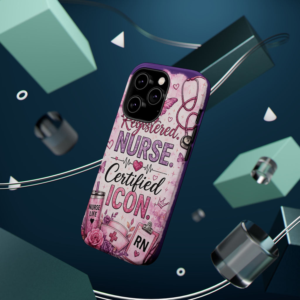 Registered Nurse Certified Icon Phone Case | Cute Nurse iPhone Case | Pink Glitter RN Aesthetic Gift for Nurses