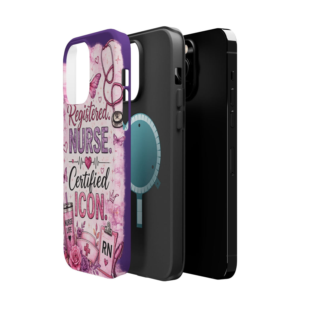 Registered Nurse Certified Icon Phone Case | Cute Nurse iPhone Case | Pink Glitter RN Aesthetic Gift for Nurses