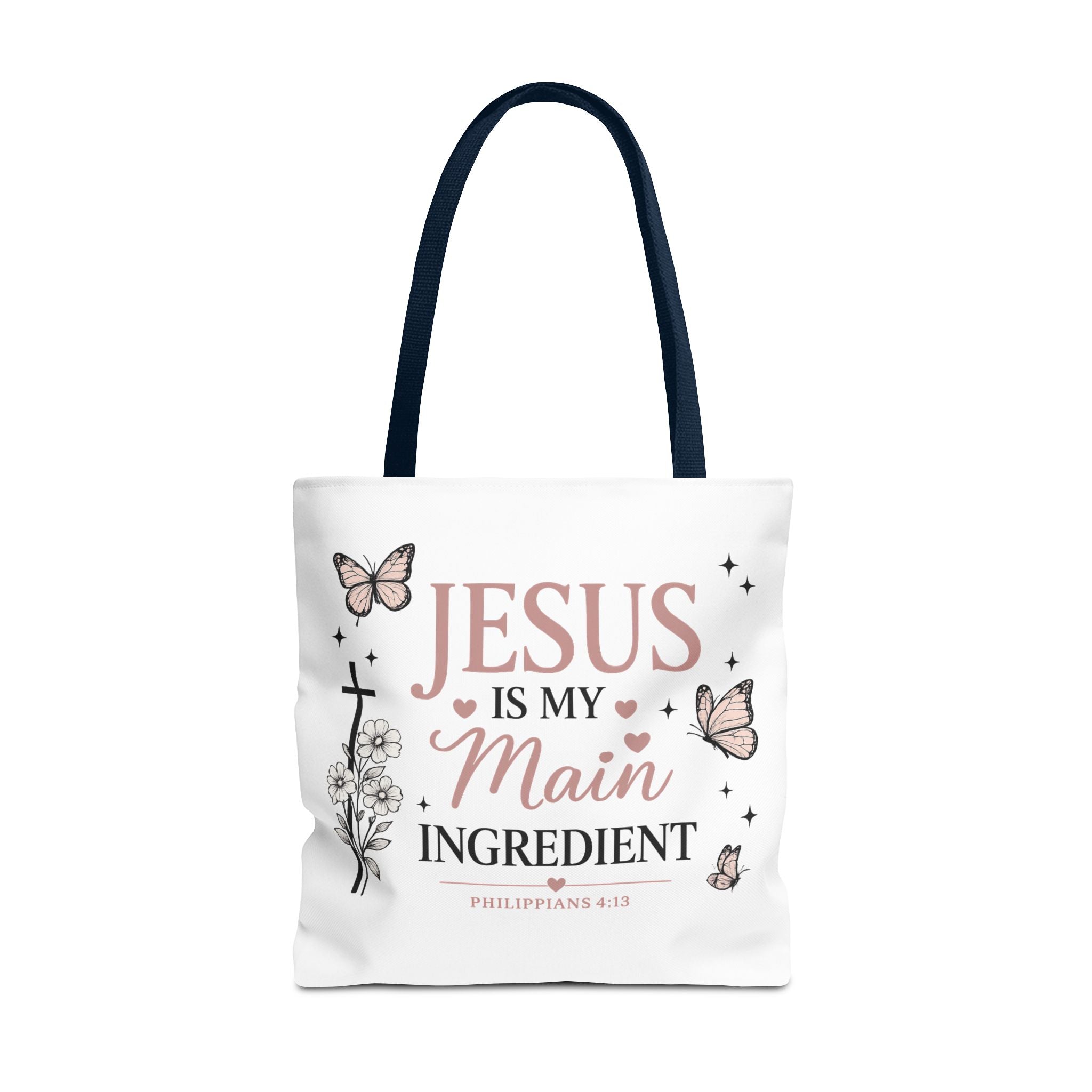 Christian Tote Bag for Women | Jesus Is My Main Ingredient | Faith Based Tote | Bible Study Bag | Church Bag | Philippians 4:13 Gift