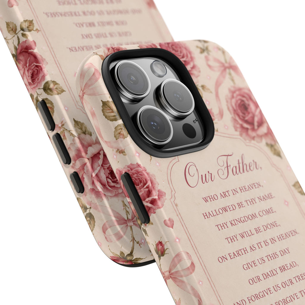 Our Father Prayer Phone Case | Floral Rosary Scripture iPhone Case