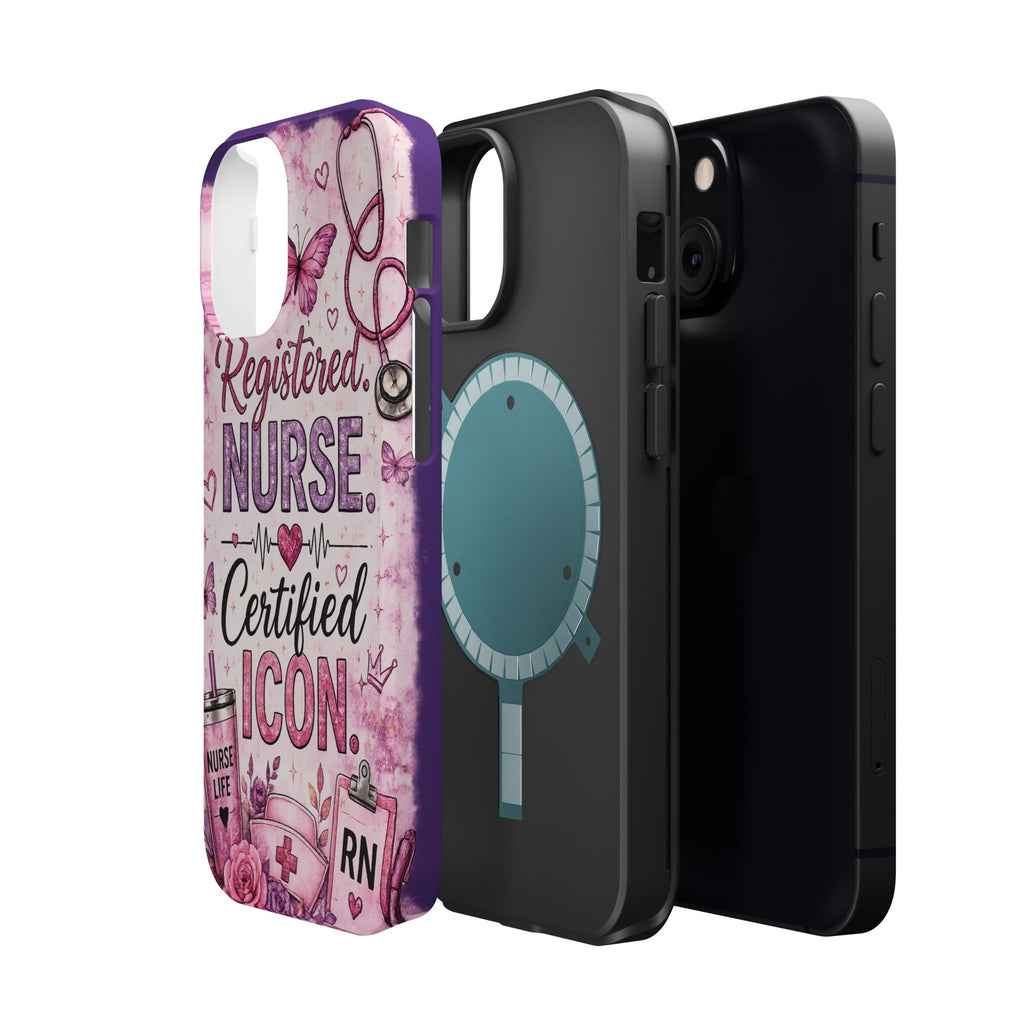 Registered Nurse Certified Icon Phone Case | Cute Nurse iPhone Case | Pink Glitter RN Aesthetic Gift for Nurses