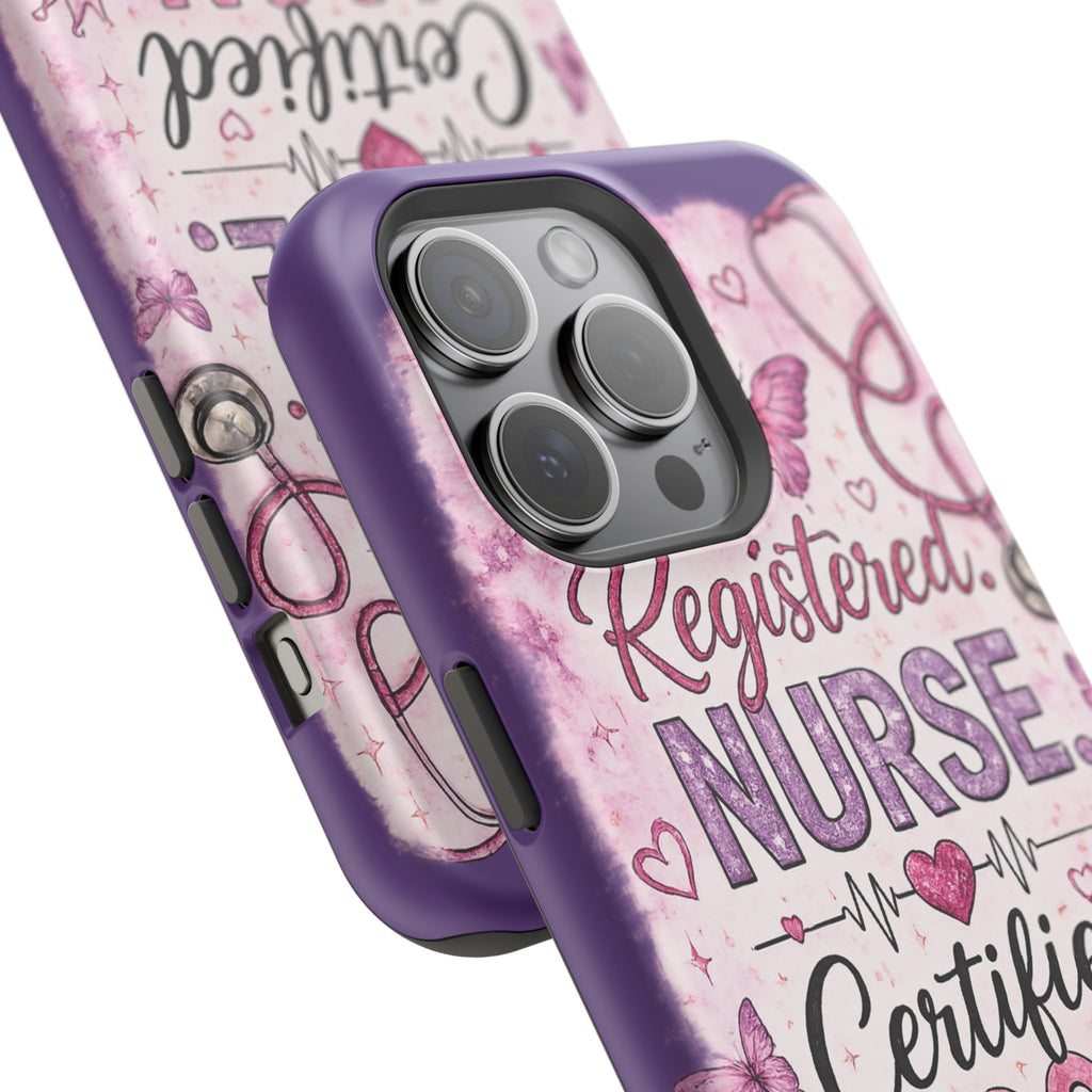 Registered Nurse Certified Icon Phone Case | Cute Nurse iPhone Case | Pink Glitter RN Aesthetic Gift for Nurses