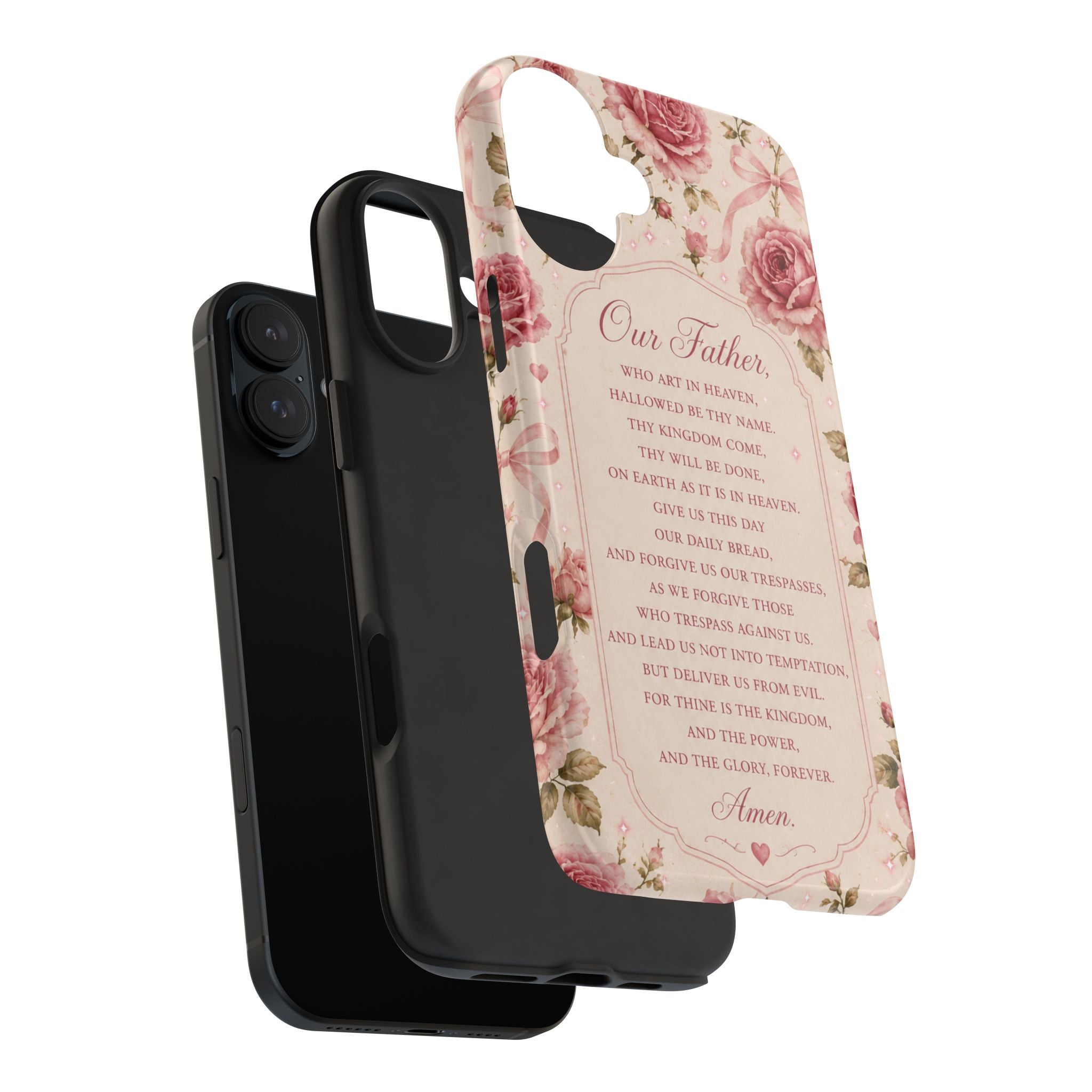 Our Father Prayer Phone Case | Floral Rosary Scripture iPhone Case