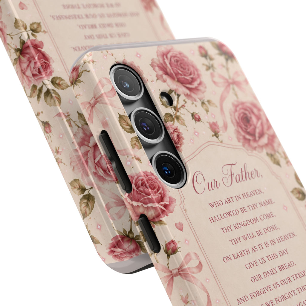 Our Father Prayer Phone Case | Floral Rosary Scripture iPhone Case