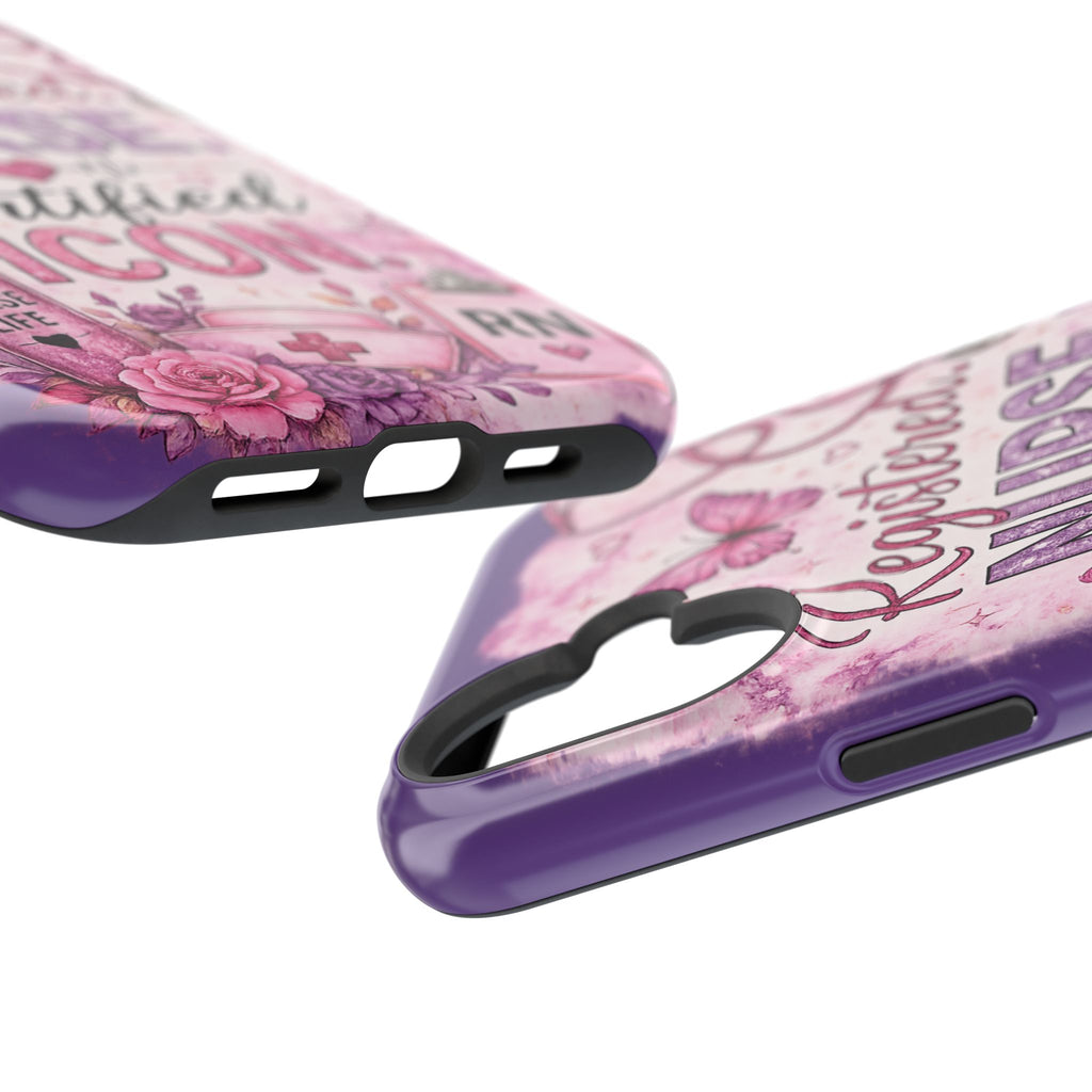Registered Nurse Certified Icon Phone Case | Cute Nurse iPhone Case | Pink Glitter RN Aesthetic Gift for Nurses