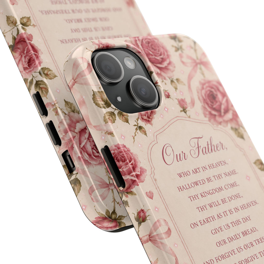 Our Father Prayer Phone Case | Floral Rosary Scripture iPhone Case
