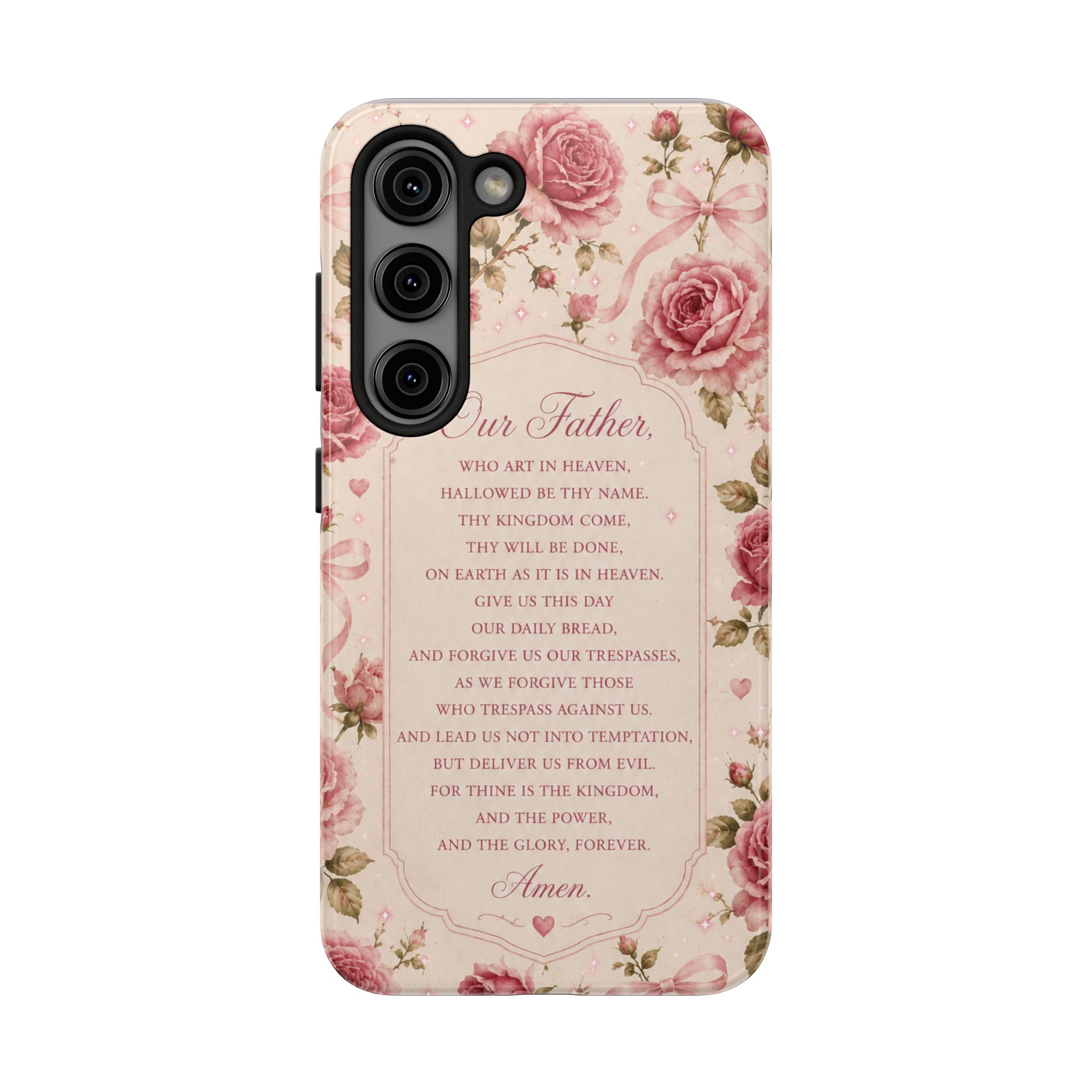 Our Father Prayer Phone Case | Floral Rosary Scripture iPhone Case