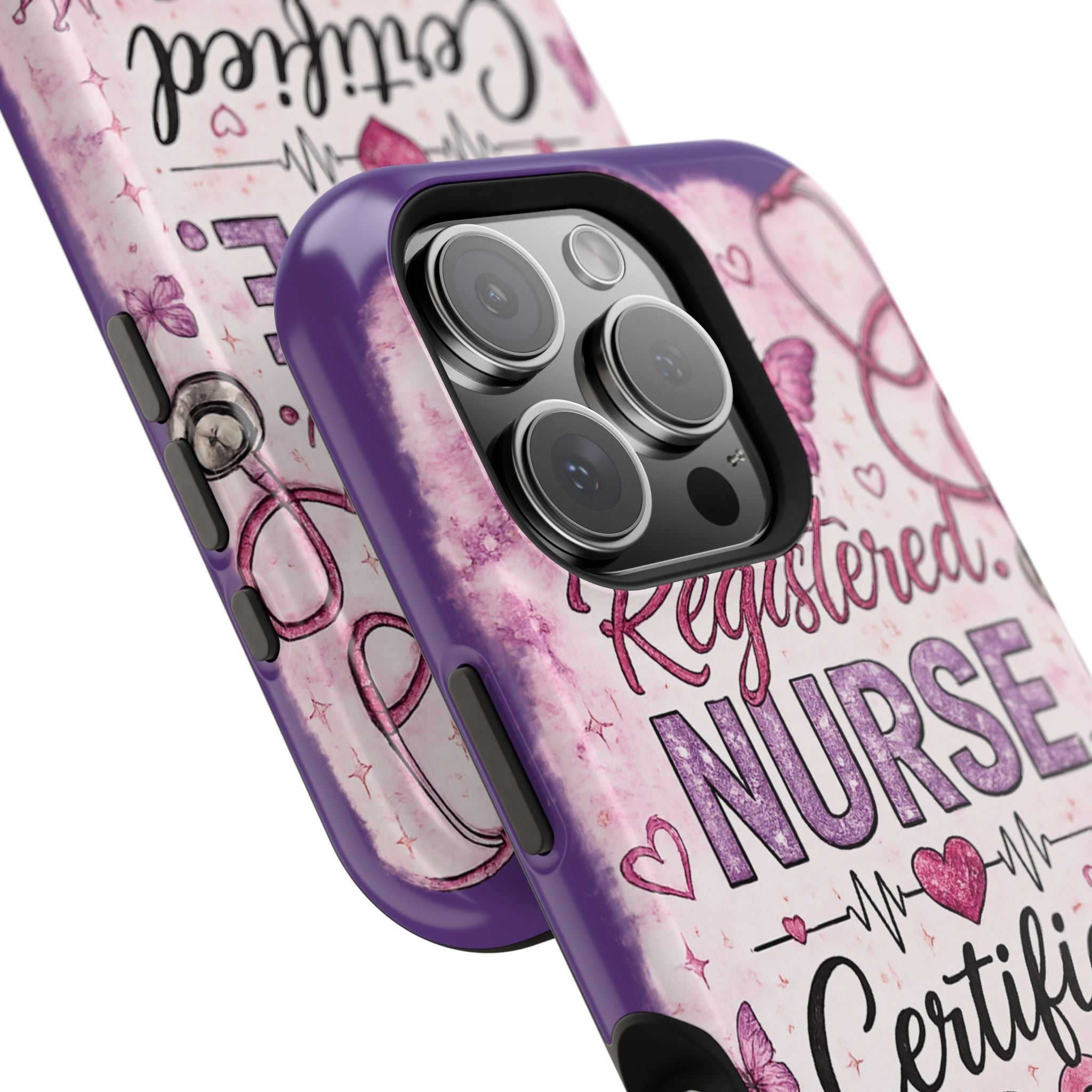 Registered Nurse Certified Icon Phone Case | Cute Nurse iPhone Case | Pink Glitter RN Aesthetic Gift for Nurses