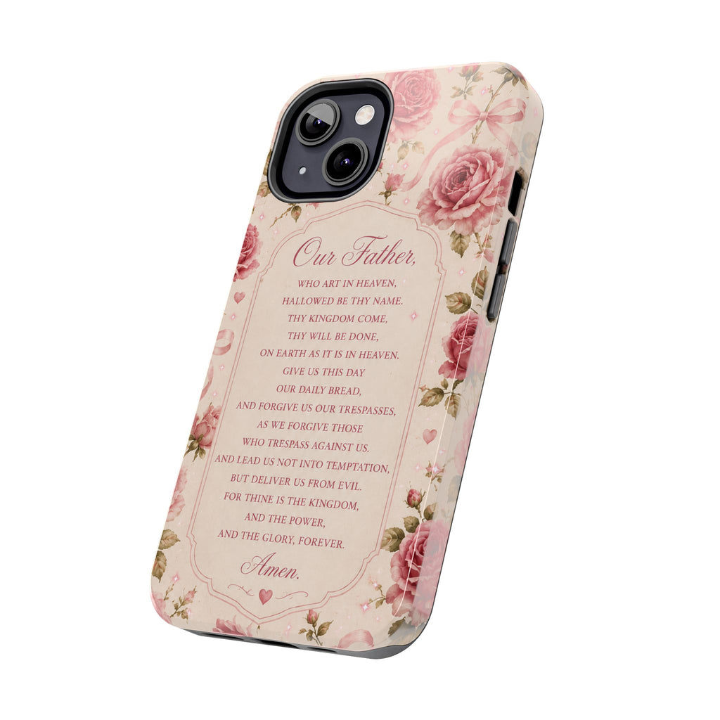 Our Father Prayer Phone Case | Floral Rosary Scripture iPhone Case