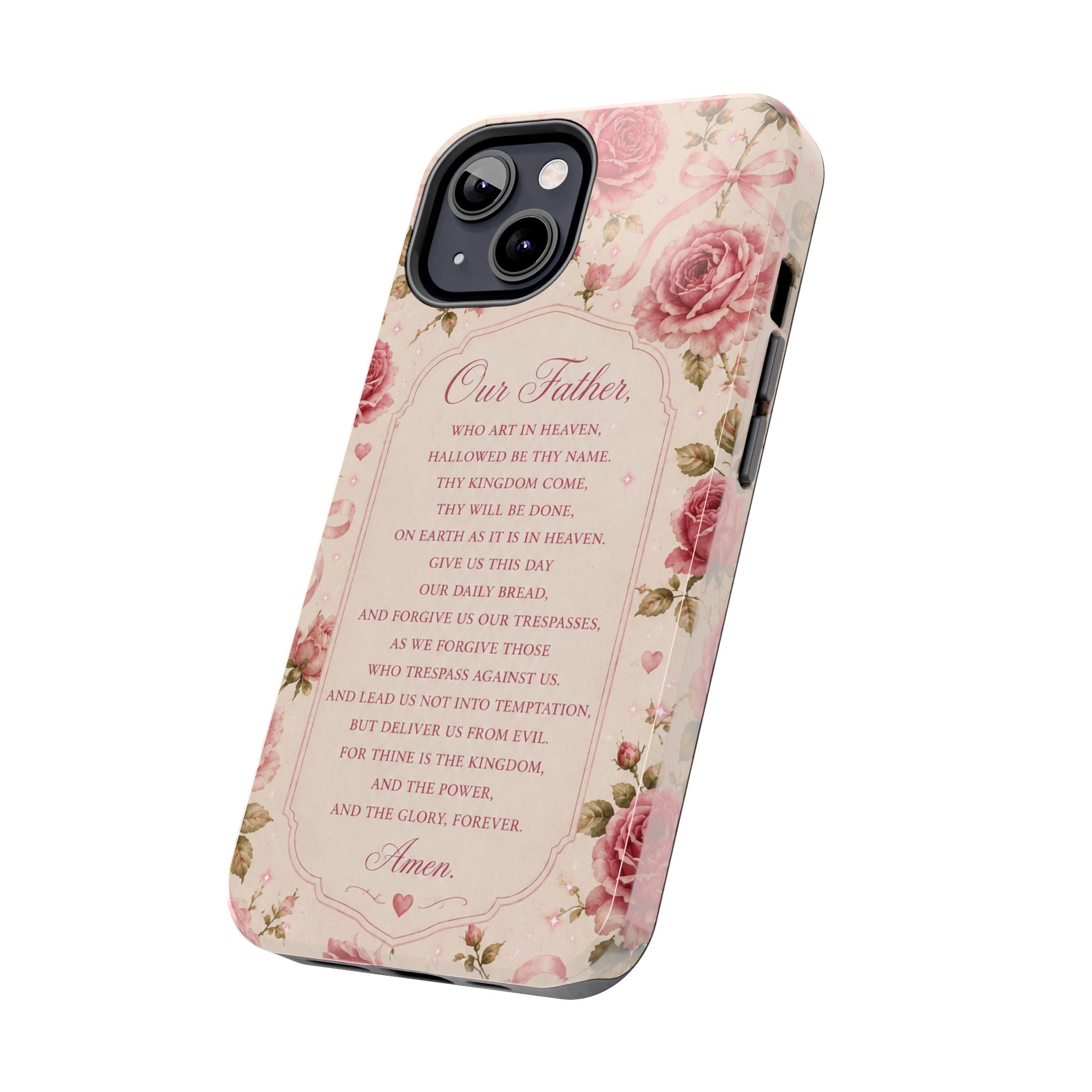 Our Father Prayer Phone Case | Floral Rosary Scripture iPhone Case