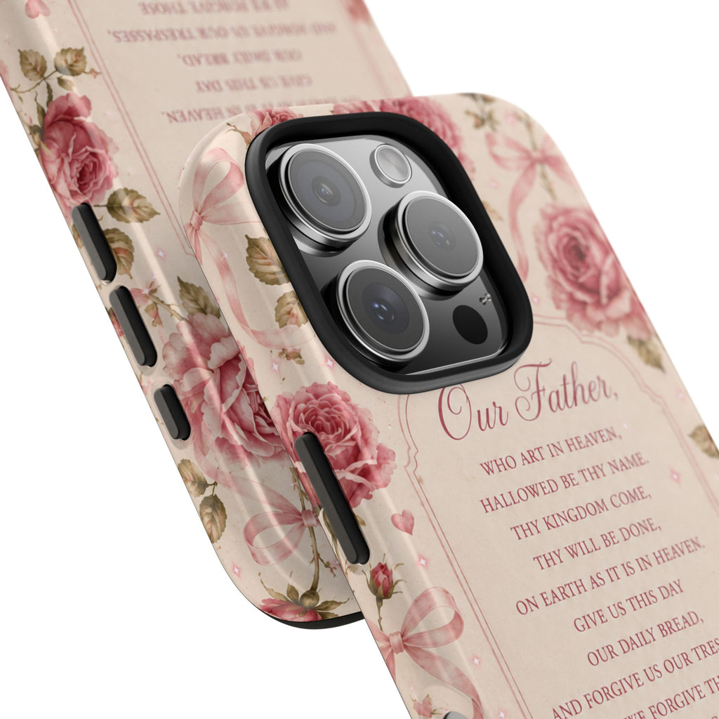 Our Father Prayer Phone Case | Floral Rosary Scripture iPhone Case