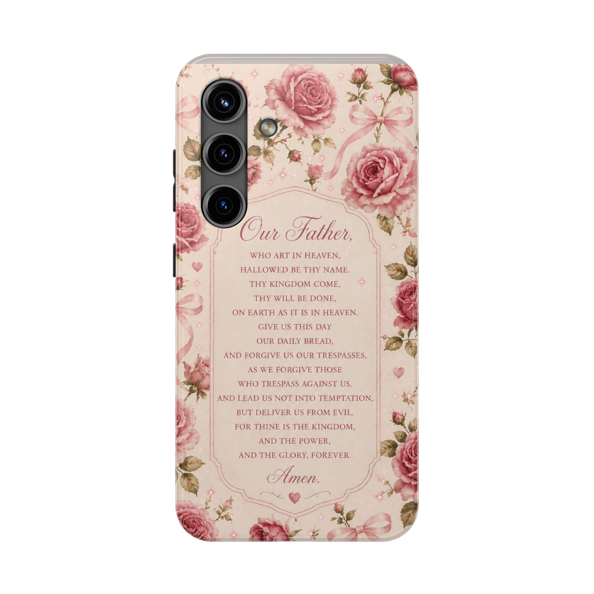 Our Father Prayer Phone Case | Floral Rosary Scripture iPhone Case