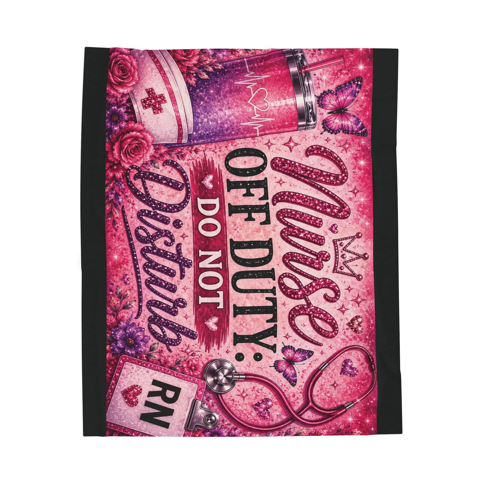 Nurse Off Duty Do Not Disturb Blanket | Cute Pink RN Throw Blanket | Nurse Life Cozy Gift | Night Shift Nurse Decor